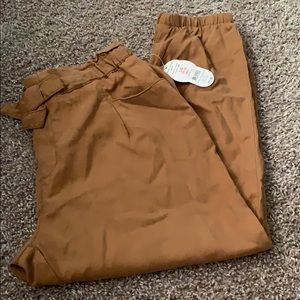 Girls Tan ruffle joggers